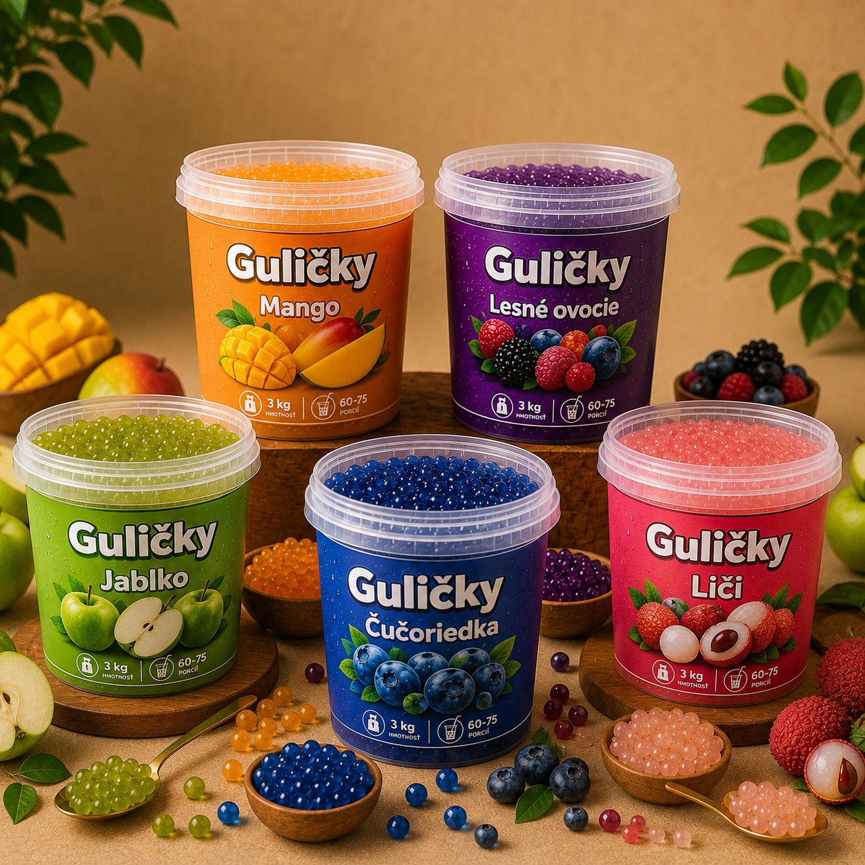 Praskajúce guličky do Bubble Tea v ovocných príchutiach s tekutou náplňou pre jedinečný chuťový zážitok.