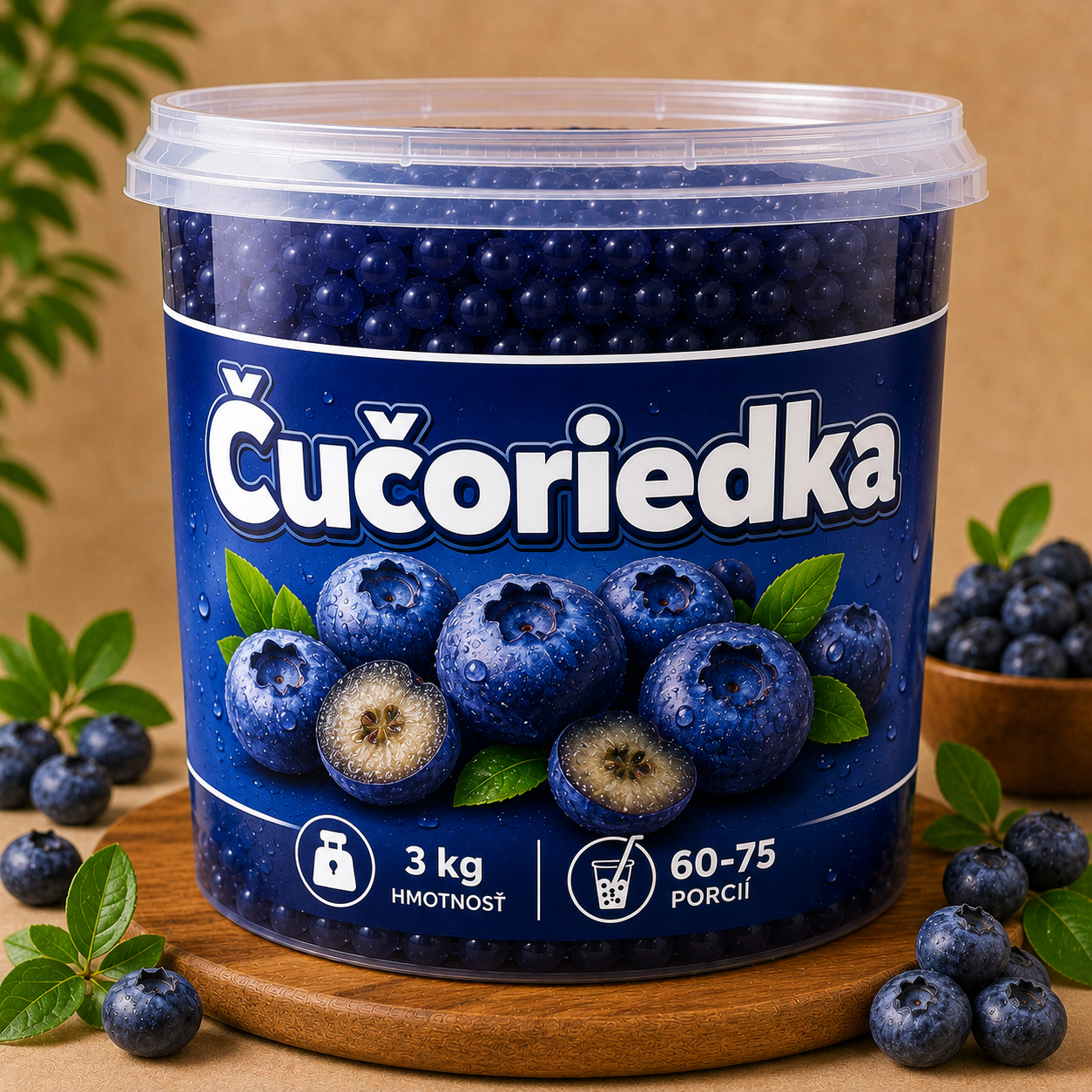 Praskajúce guličky Čučoriedka do Bubble Tea s ovocnou náplňou a chuťou čučoriedok.