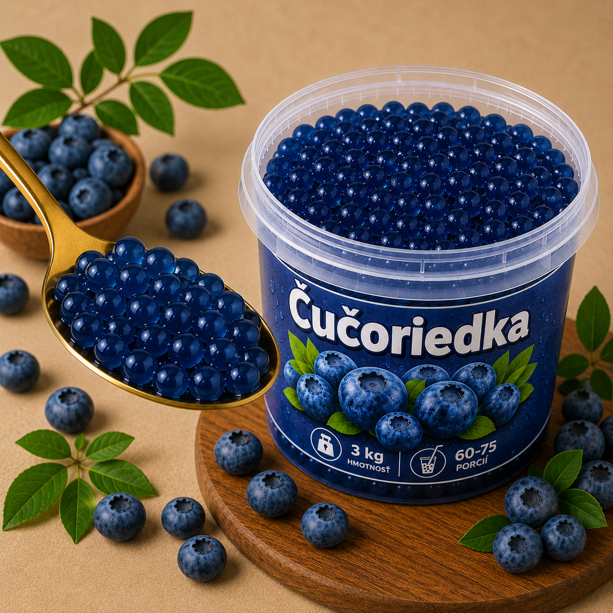 Praskajúce guličky Čučoriedka (Popping Boba) vhodné do Bubble Tea, limonád a dezertov.