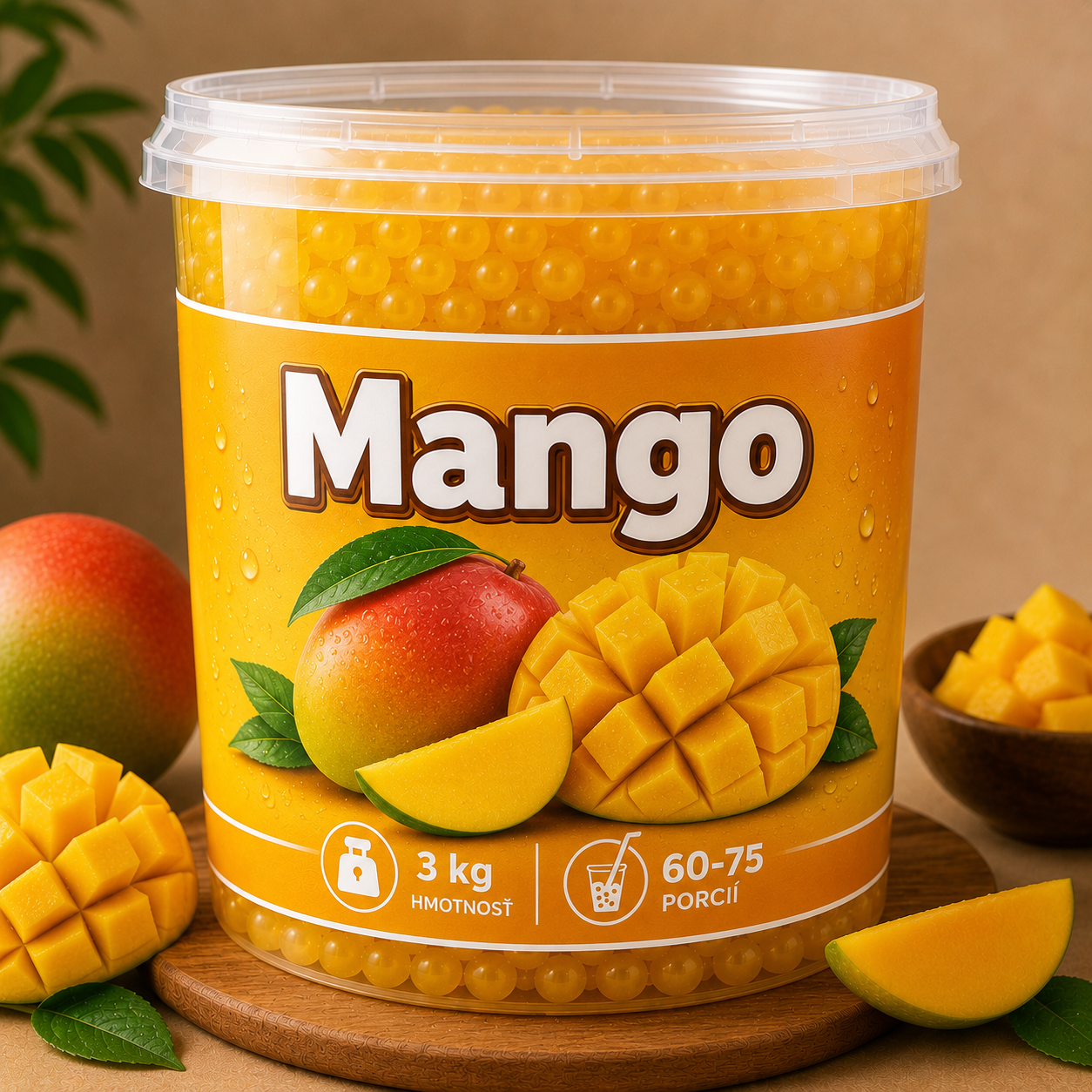 Praskajúce guličky Mango do Bubble Tea s ovocnou náplňou a chuťou manga.